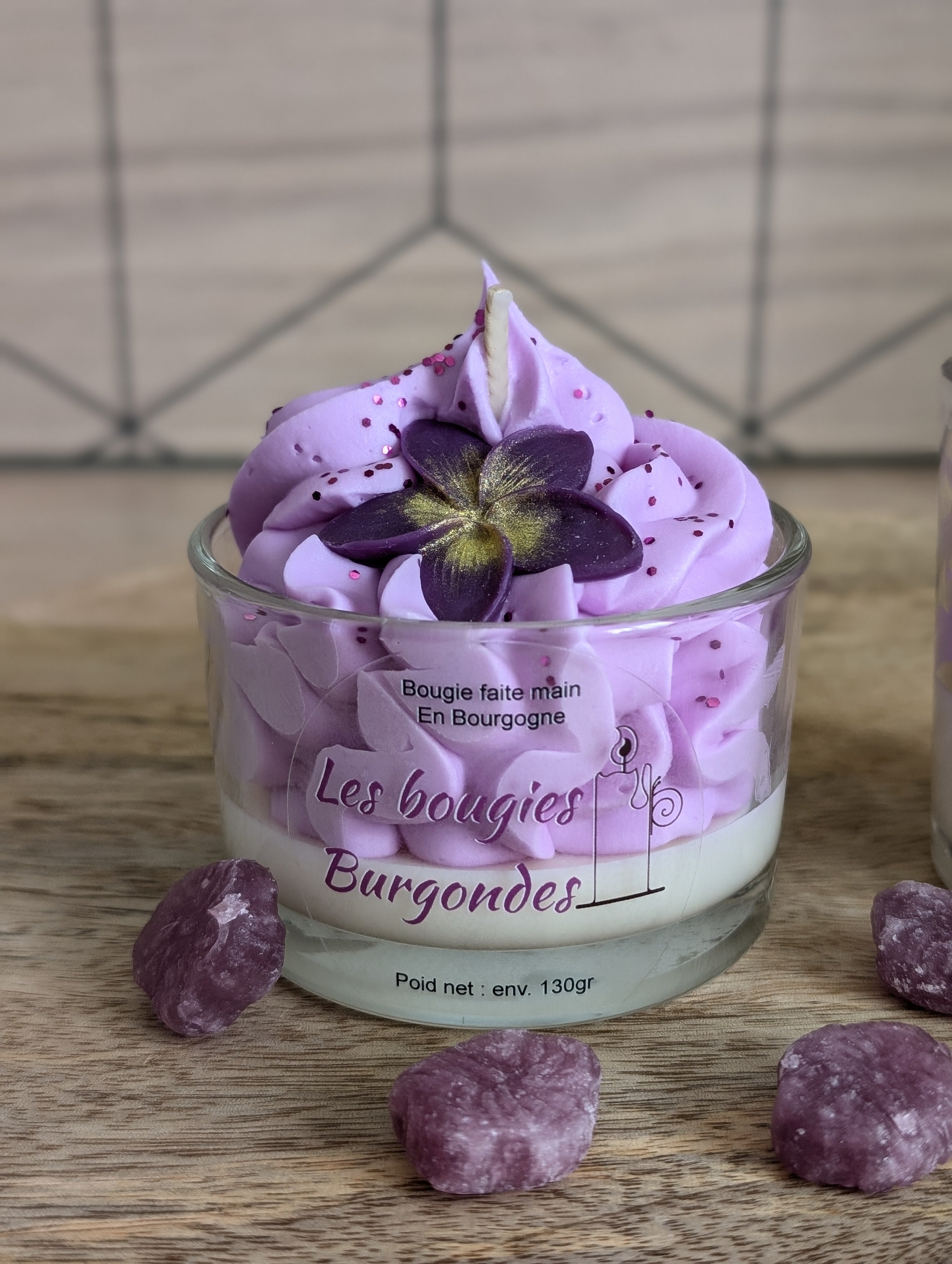Bougie bonbon à la violette