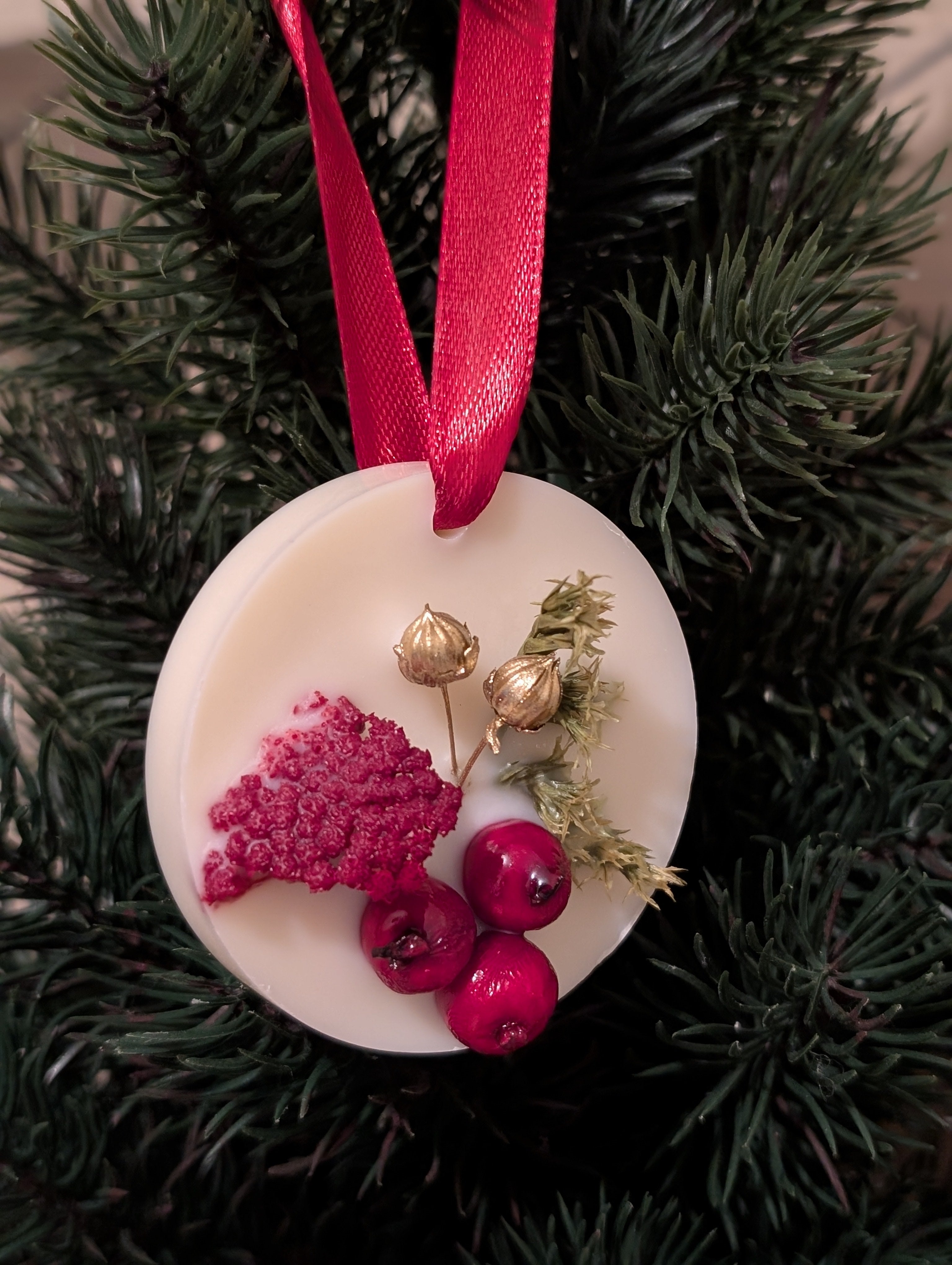 Décoration ronde parfumée pour sapin de noël